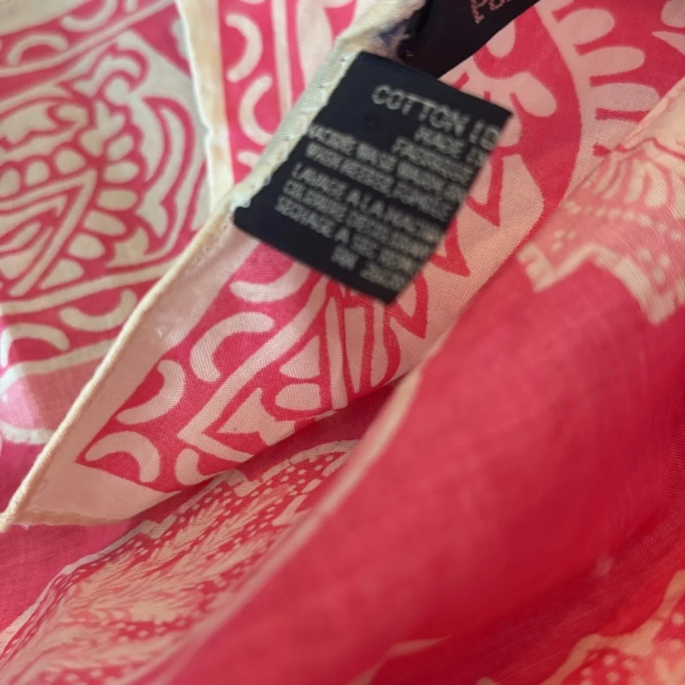 Polo Ralph Lauren Pink and White floral paisley cotton scarf - Picture 3 of 4